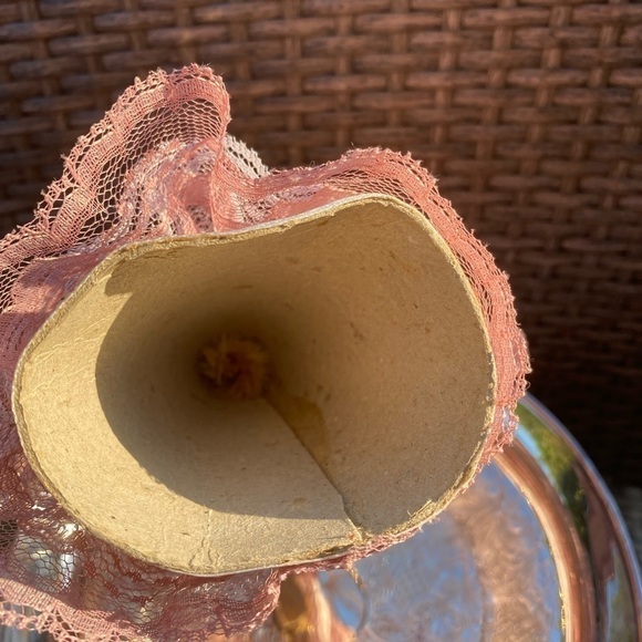 Stunning Pink & White Lace Vintage Corn Husk Angel Tree Topper Christmas Holiday - Picture 4 of 7